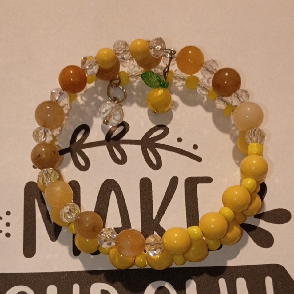 New Artisan Yellow Beaded Wrap Bracelet